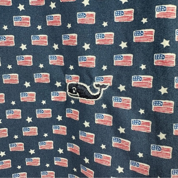 Vineyard Vines American Flag Shirt Men's Small Short Sleeve Classic Fit Whale - Picture 3 of 6